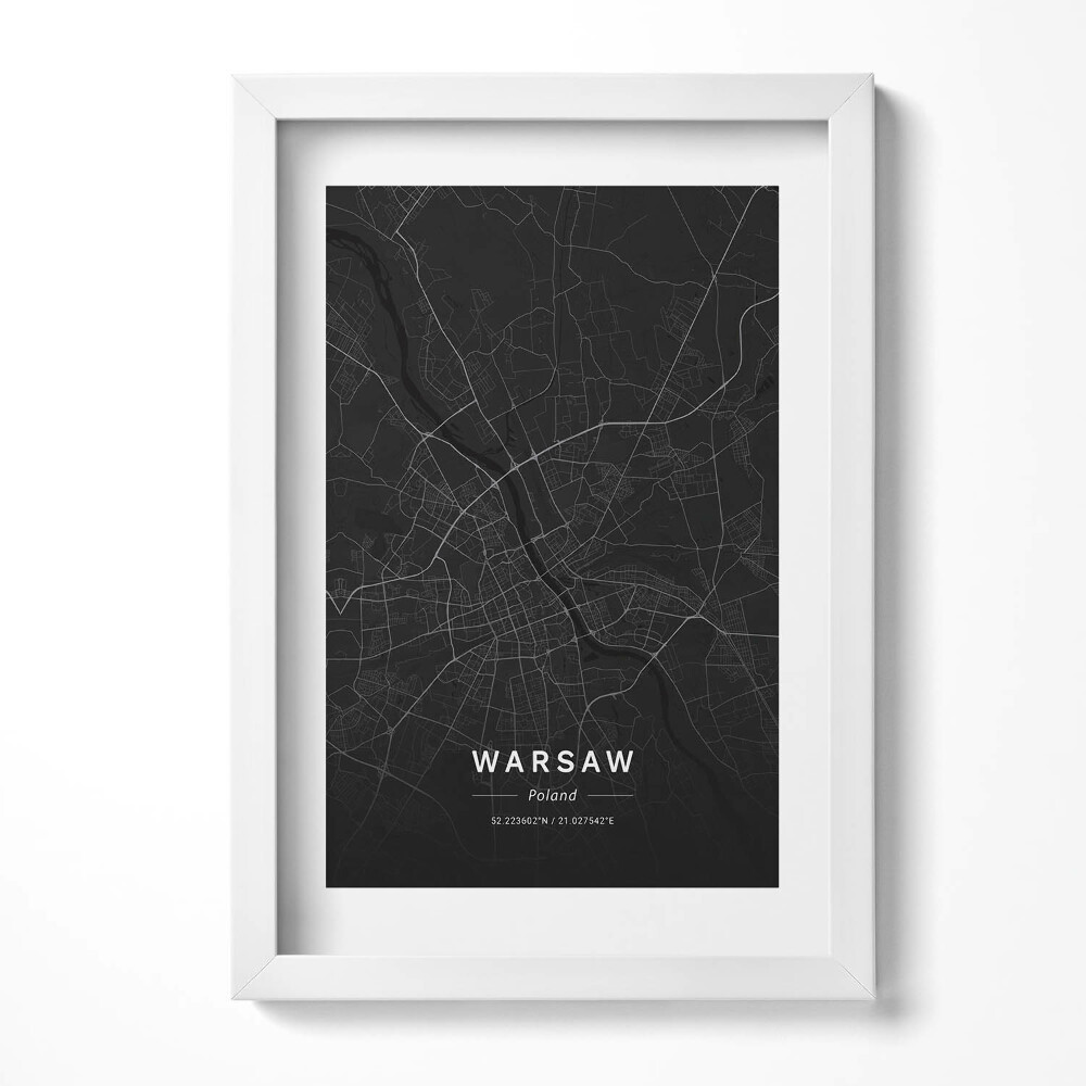 Obraz w ramie Mapa miasta Warszawa Polska