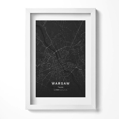 Obraz w ramie Mapa miasta Warszawa Polska