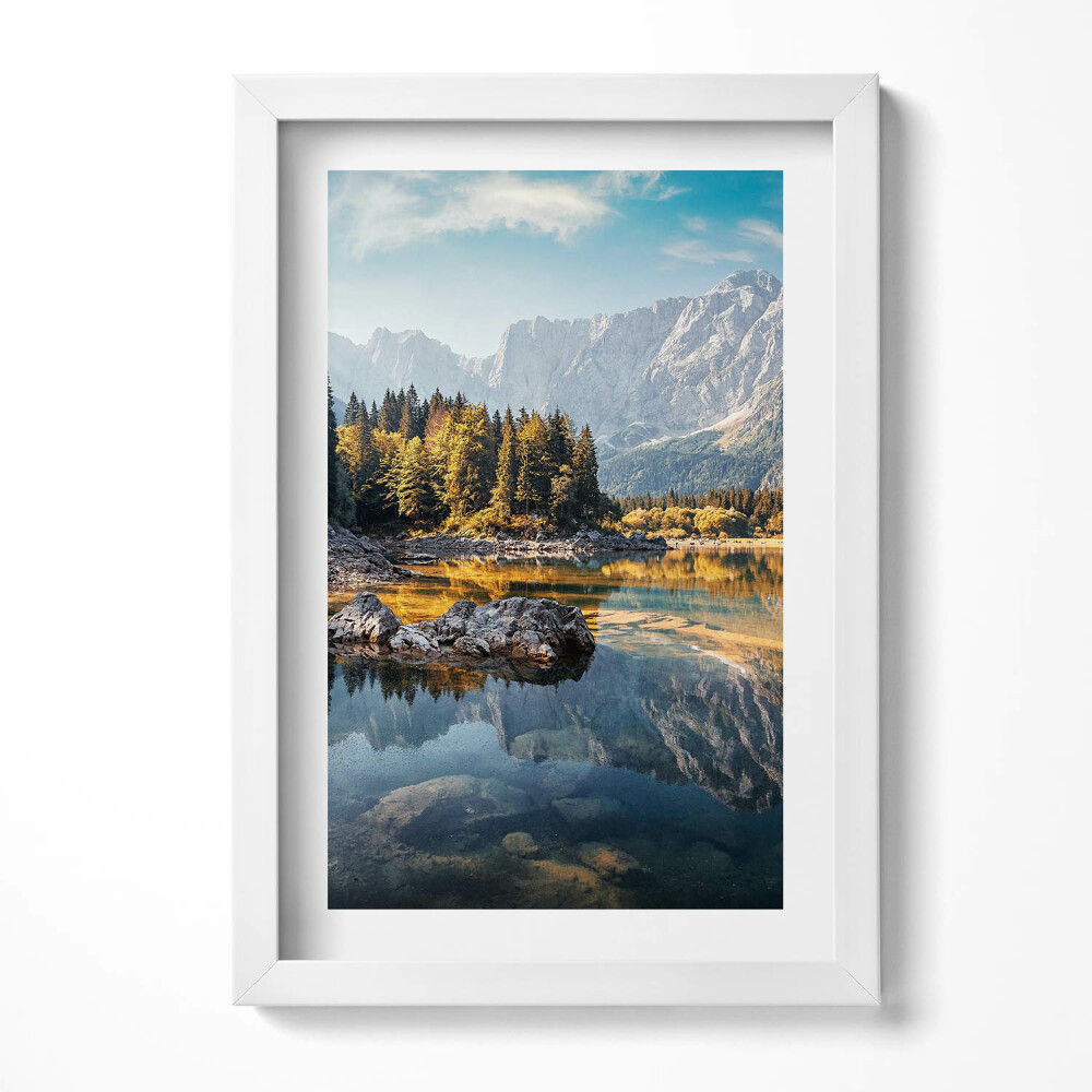 Obraz w ramie Piękny górski pejzaż z jeziorem