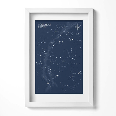 Obraz w ramie Ilustracja gwiazdozbiorów na niebie półkuli północnej