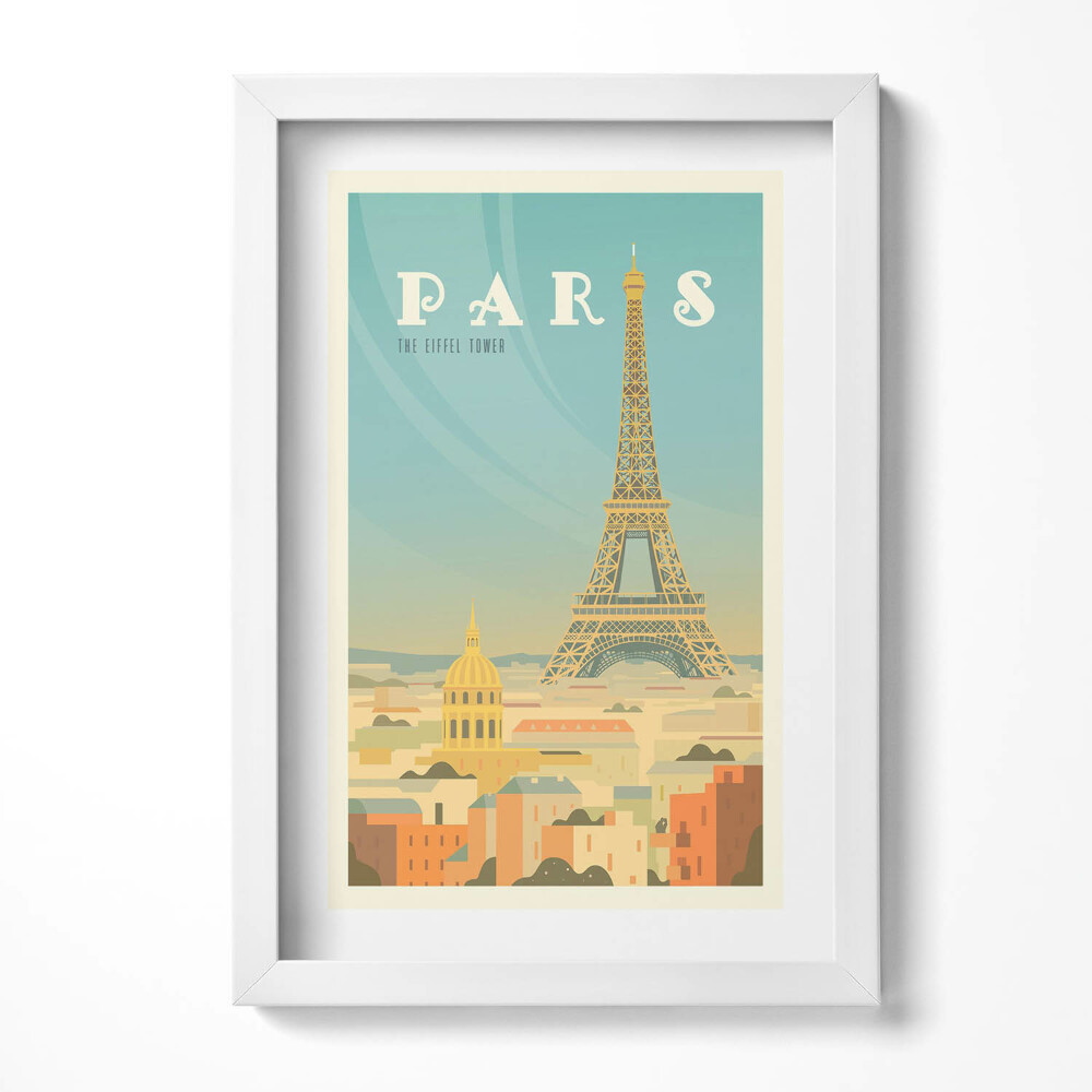 Obraz w ramie Ilustracja Paryża i wieży Eiffla
