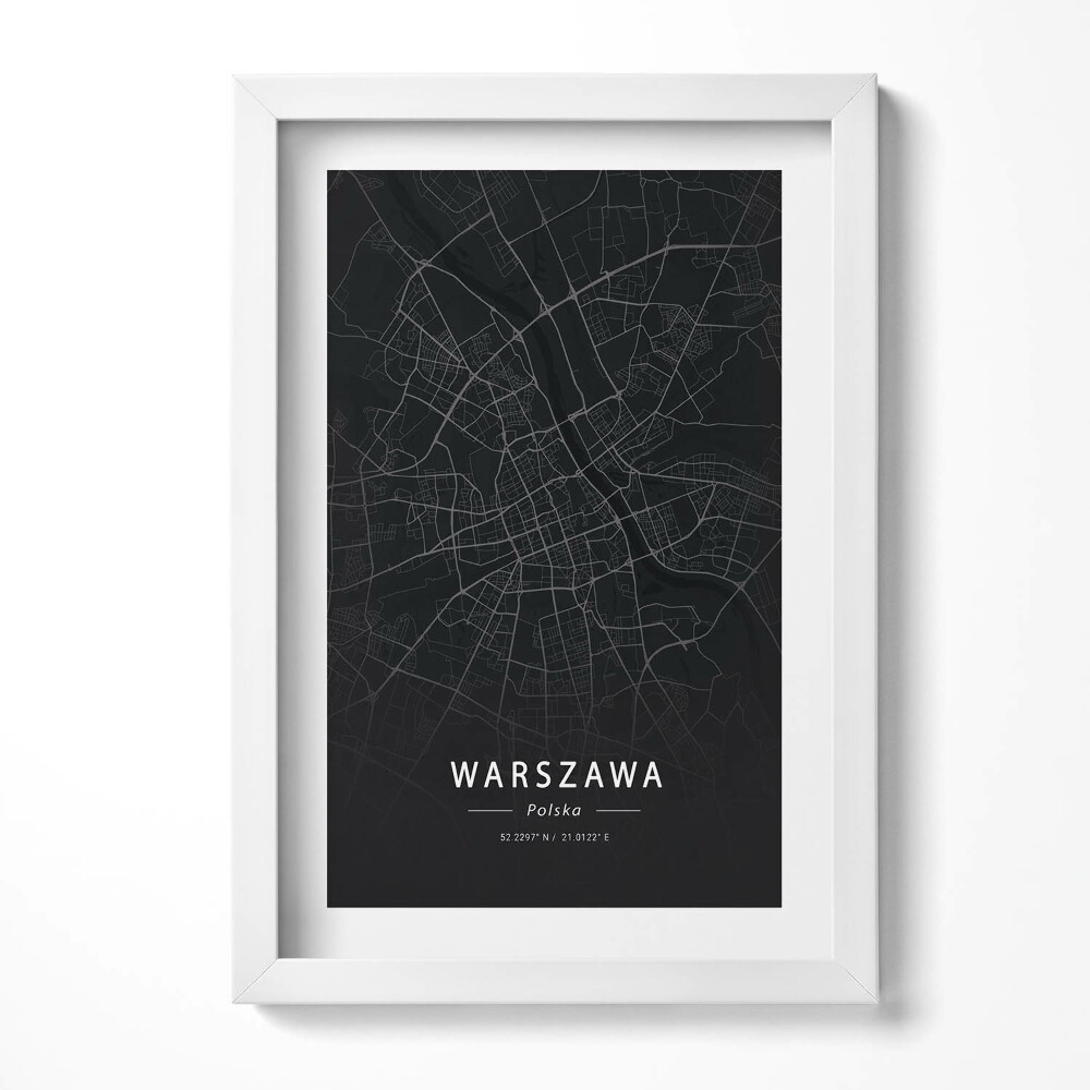 Obraz w ramie Mapa miasta Warszawa stolicy Polski