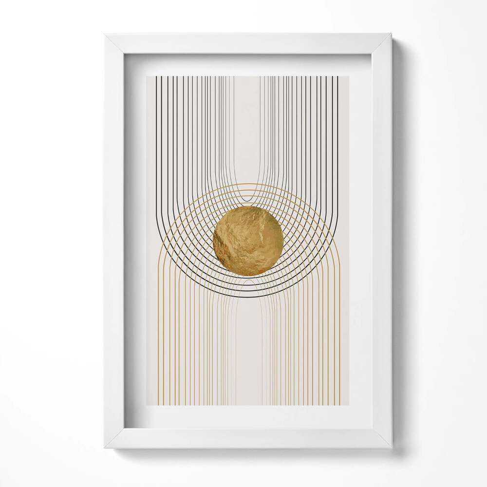 Obraz w ramie Boho abstrakcyjne minimalistyczne kształty ze złotem