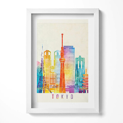 Obraz w ramie Kolorowa ilustracja miasta Tokio w Japonii