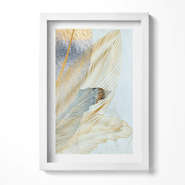 Obraz w ramie Glamour liście bananowca ze złotem