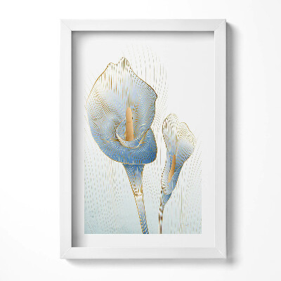 Obraz w ramie Ilustracja kwiatów ze złotem