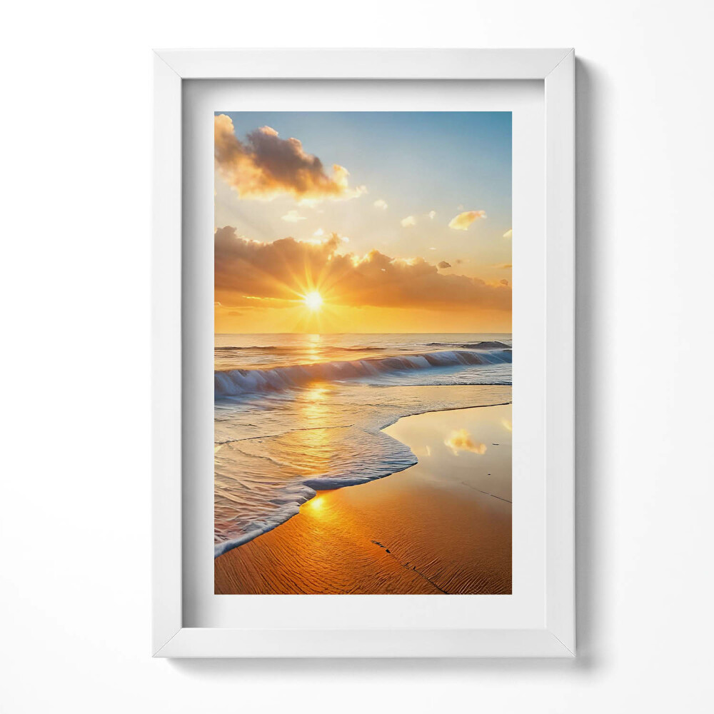 Obraz w ramie Zachód słońca nad morzem