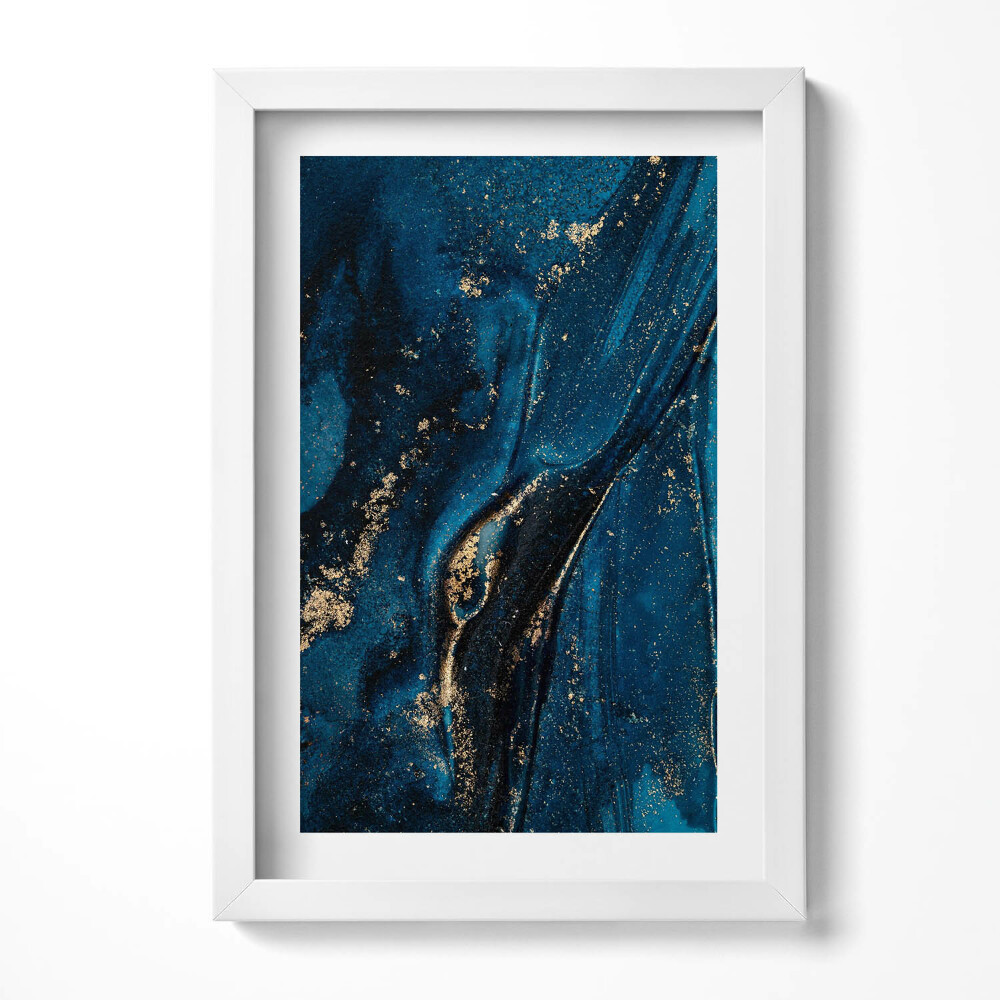 Obraz w ramie Płynna abstrakcja z drobinkami złota