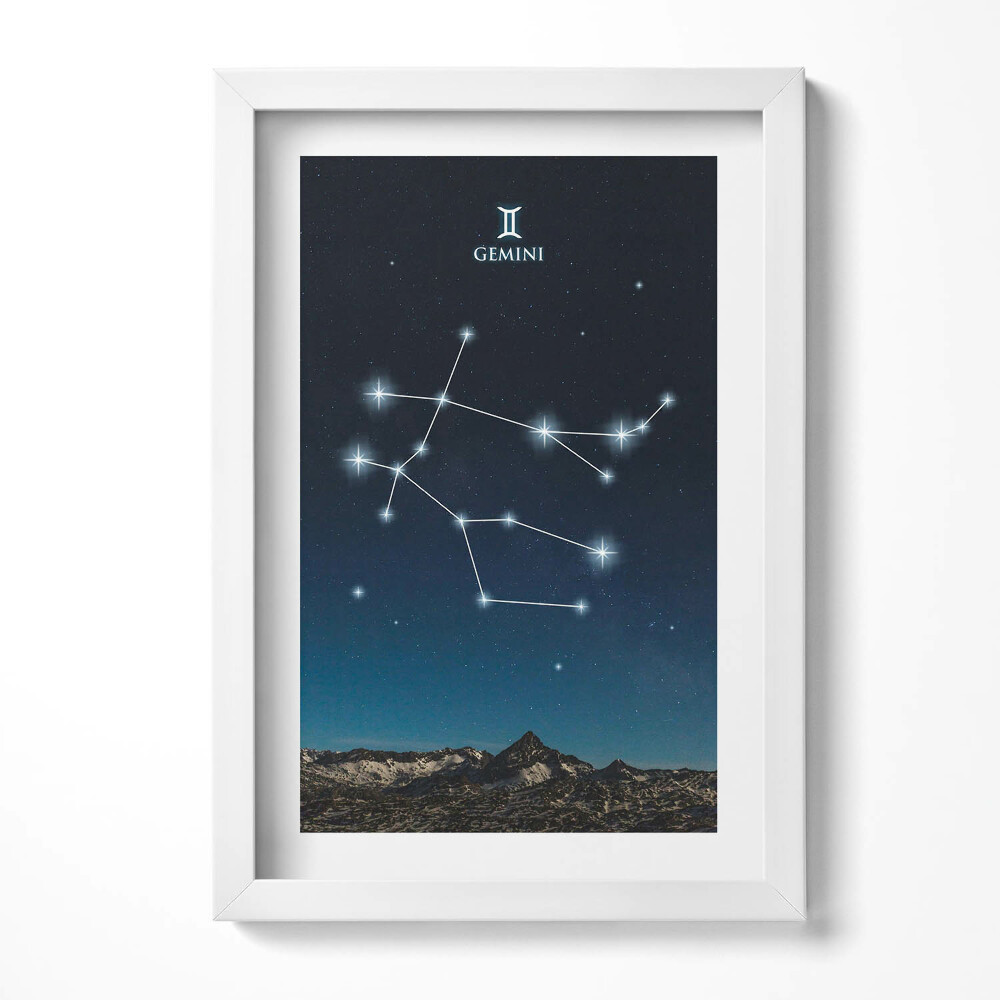 Obraz w ramie Gwiazdozbiór zodiak bliźnięta