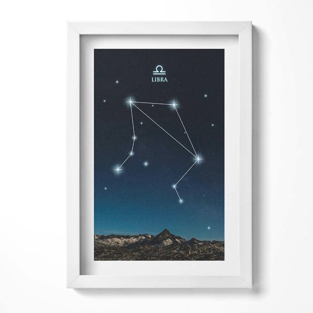 Obraz w ramie Gwiazdozbiór zodiak waga