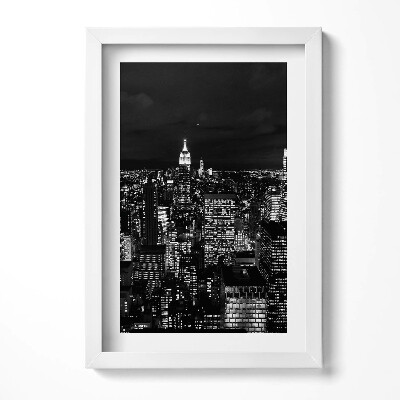 Obraz w ramie Czarno-biały pejzaż miasta nocą
