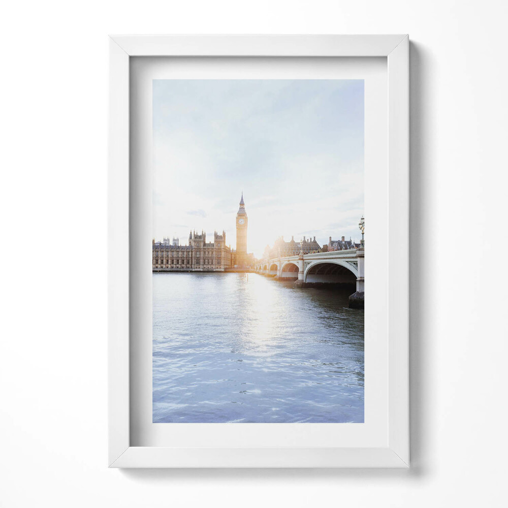 Obraz w ramie Widok na most i zegar w Londynie