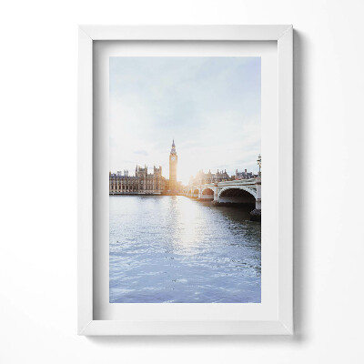 Obraz w ramie Widok na most i zegar w Londynie