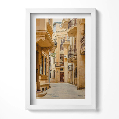 Obraz w ramie Wąska uliczna wśród budynków