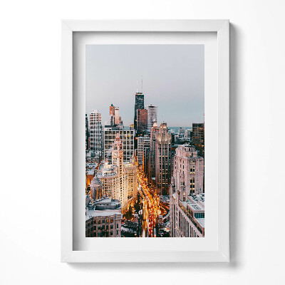 Obraz w ramie Panorama wielkiego miasta wieczorem