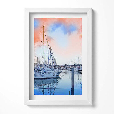 Obraz w ramie Pejzaż łódek na jeziorze