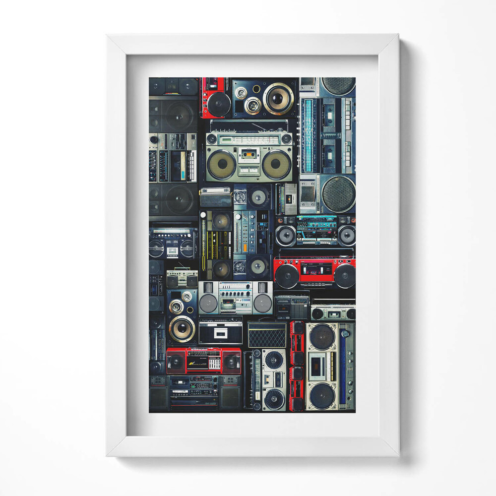 Obraz w ramie Muzyka - boombox Vintage