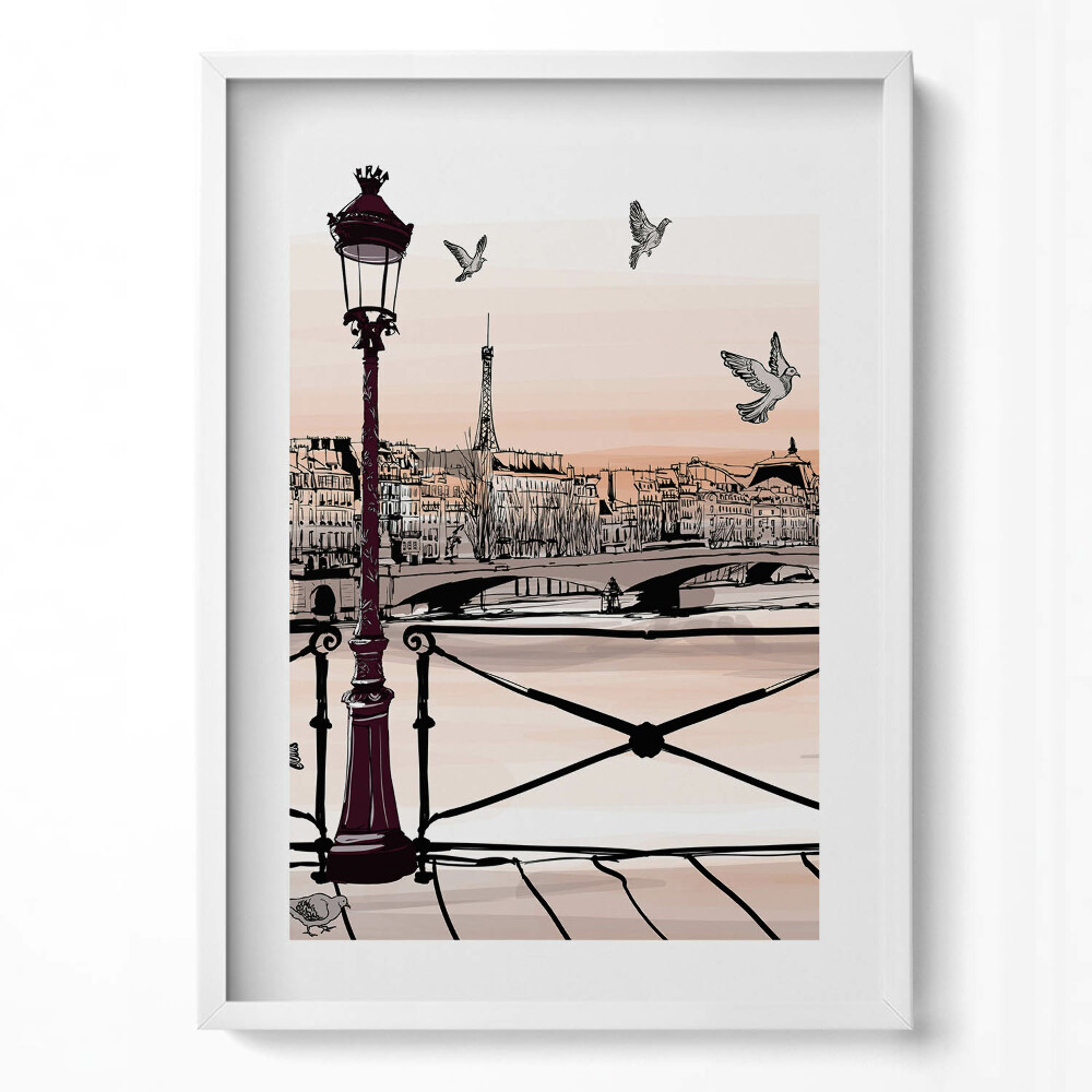 Obraz pionowy Zachód słońca nad Sekwaną