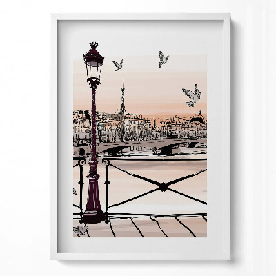 Obraz pionowy Zachód słońca nad Sekwaną