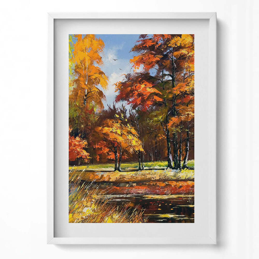 Obraz pionowy Malowana jesień i rzeka