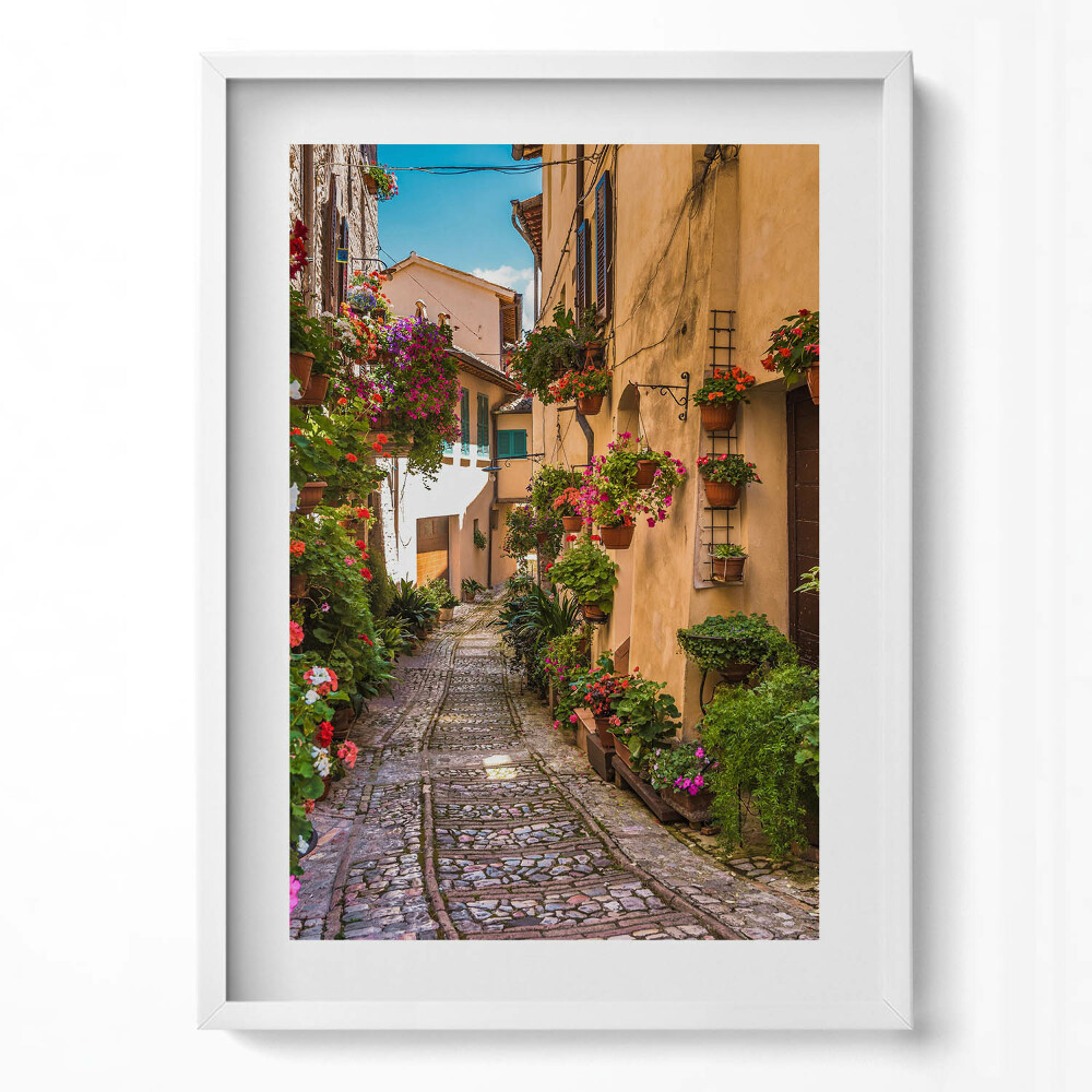 Obraz pionowy Ulica kwiatowa w mieście Umbrii