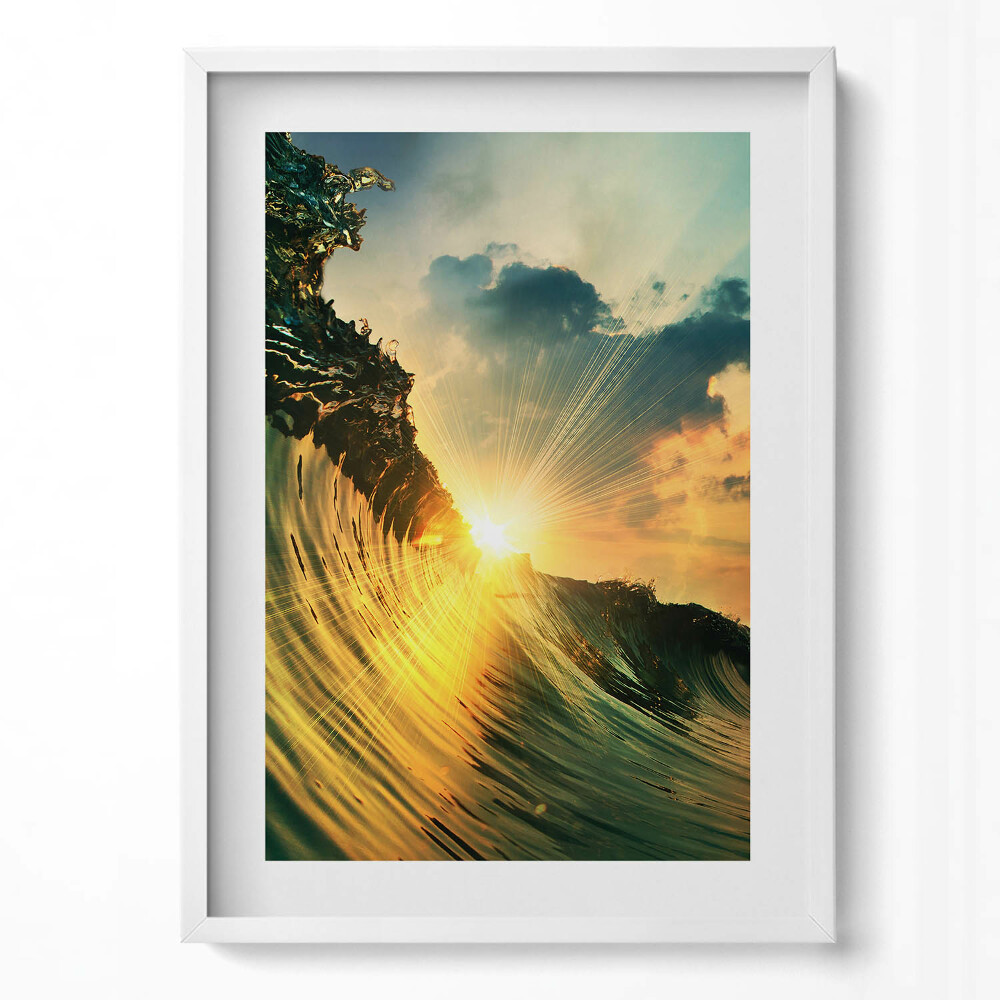 Obraz pionowy Fala na morzu i zachód słońca