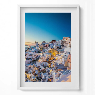 Obraz pionowy Zachód słońca Santorini