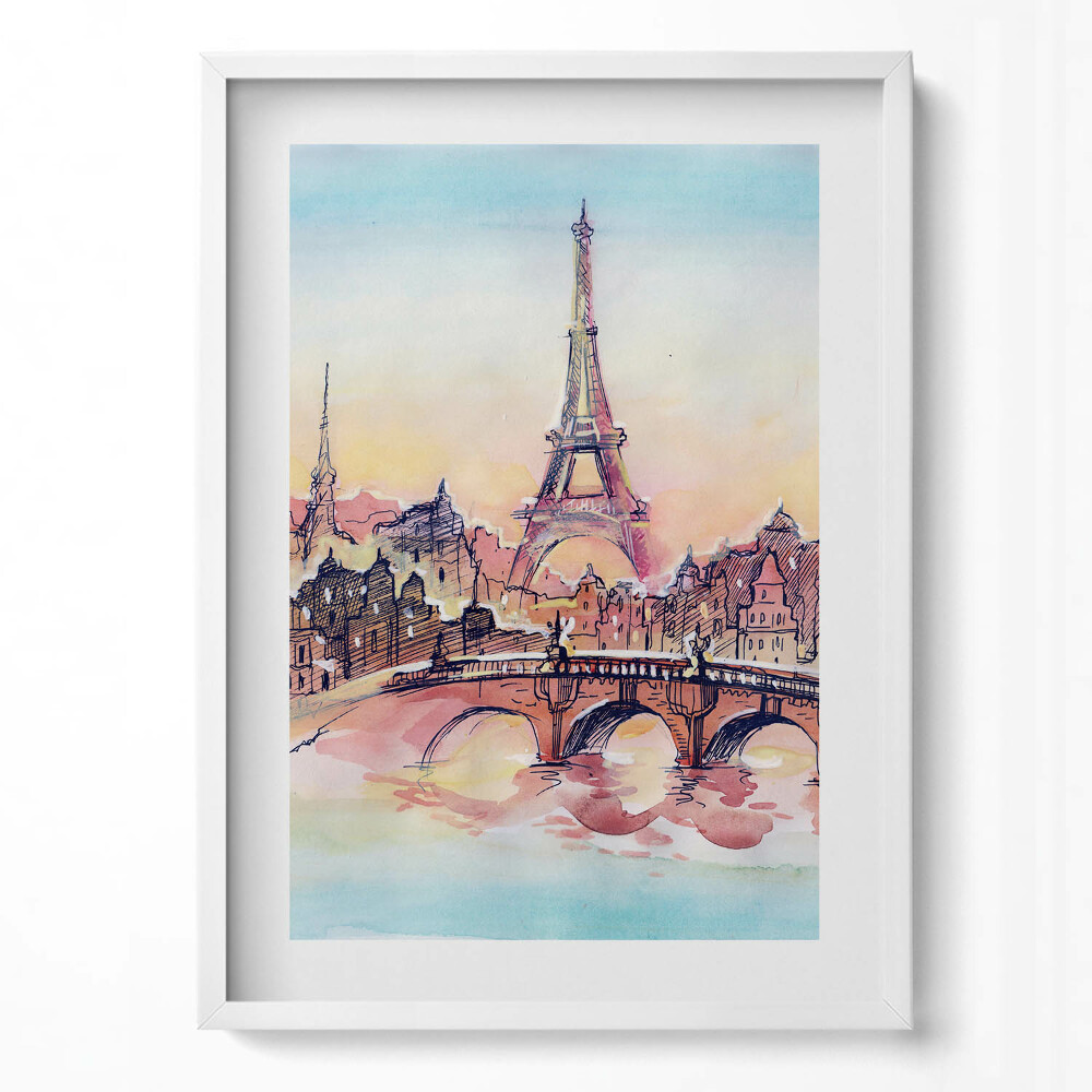 Obraz pionowy Malowany widok na Paryż