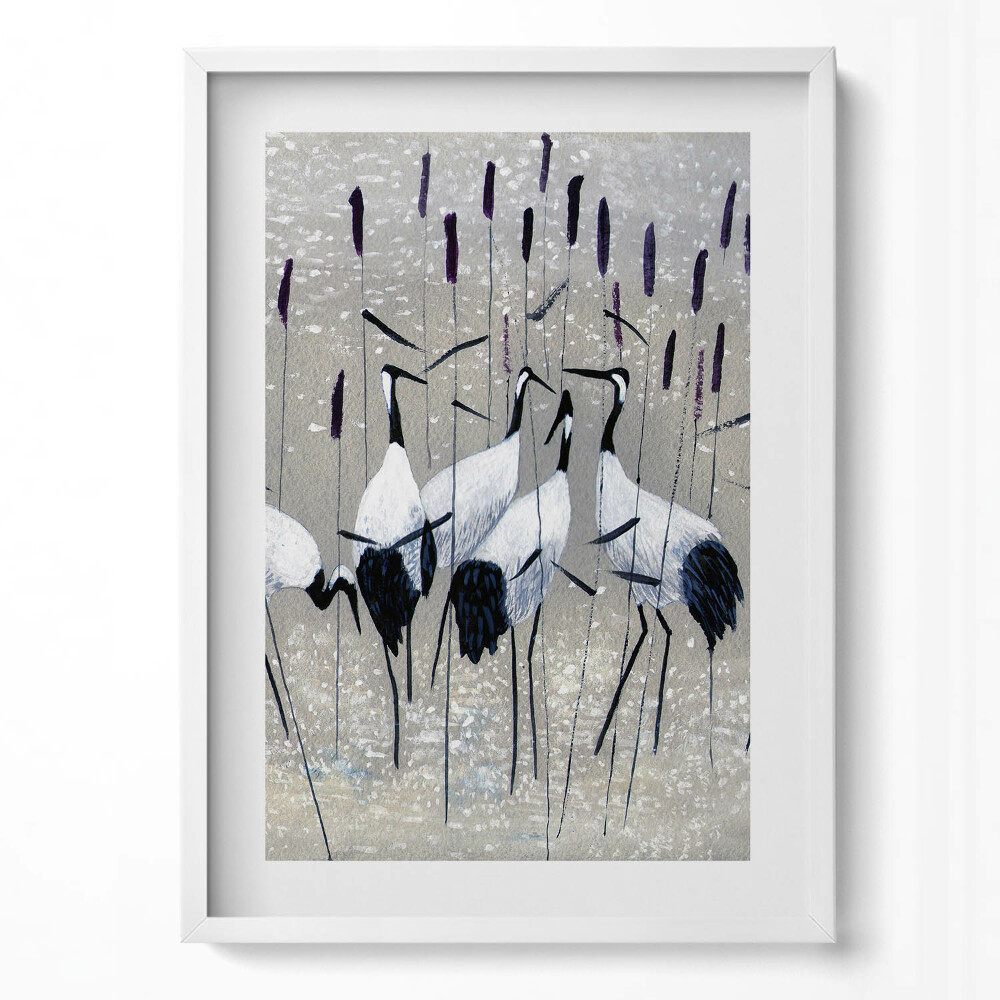 Obraz pionowy Żurawie w trzcinie