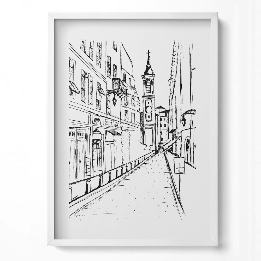 Obraz pionowy Rysunek miasta Prowansja