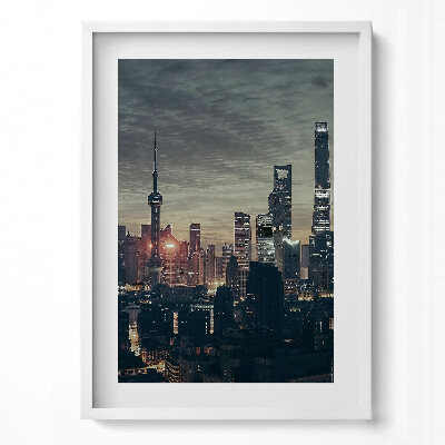 Obraz pionowy Panorama Shanghai nocą