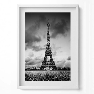 Obraz pionowy Czarno-biały pejzaż Francji z wieża Eiffla