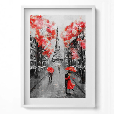 Obraz pionowy Paryż - wieża Eiffla i czerwone parasole