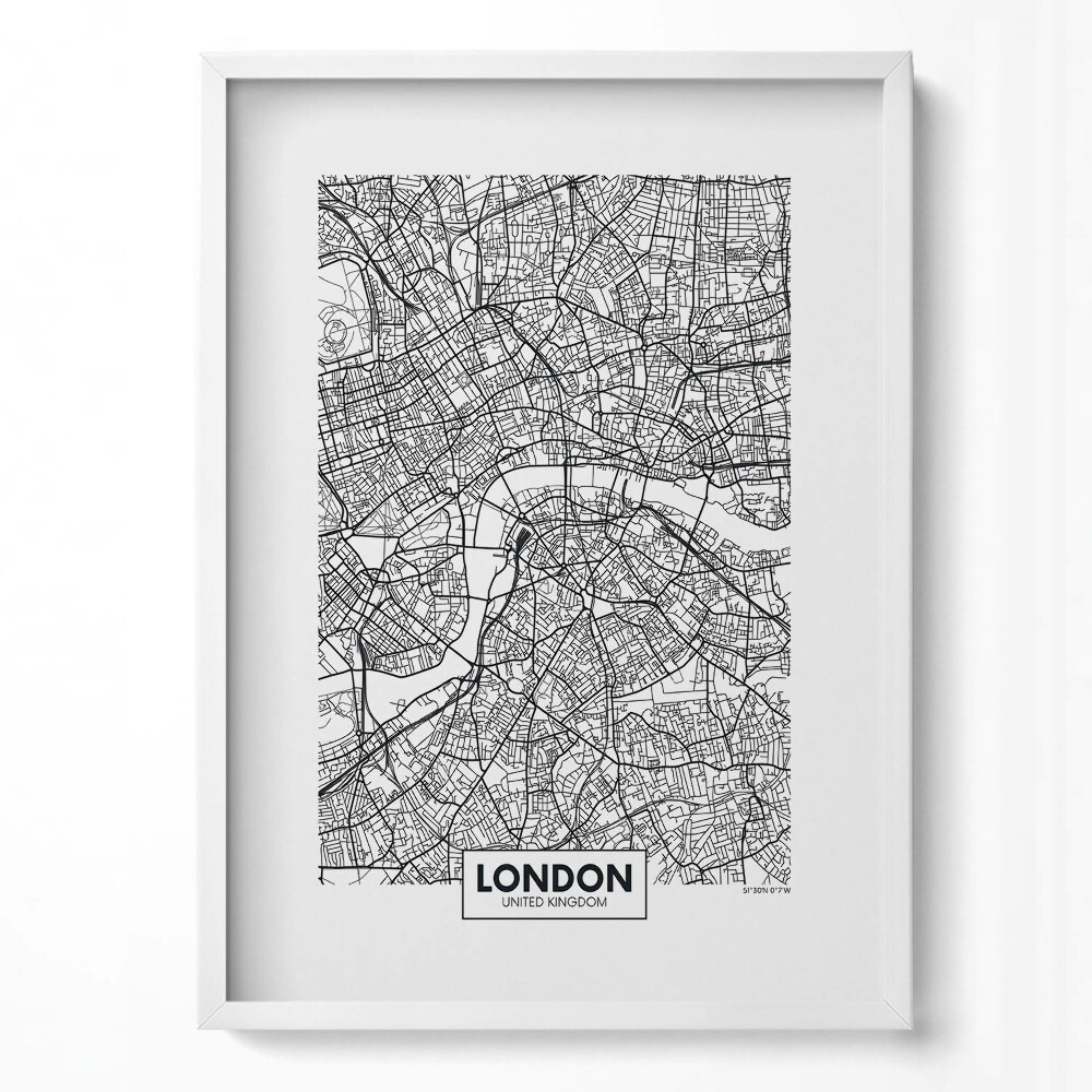 Obraz pionowy Mapa miasta Londyn Anglia