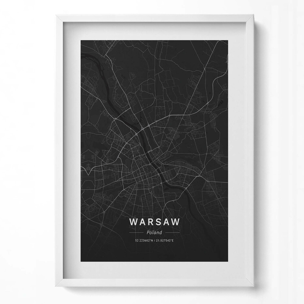 Obraz pionowy Mapa miasta Warszawa Polska