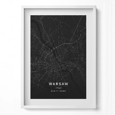 Obraz pionowy Mapa miasta Warszawa Polska