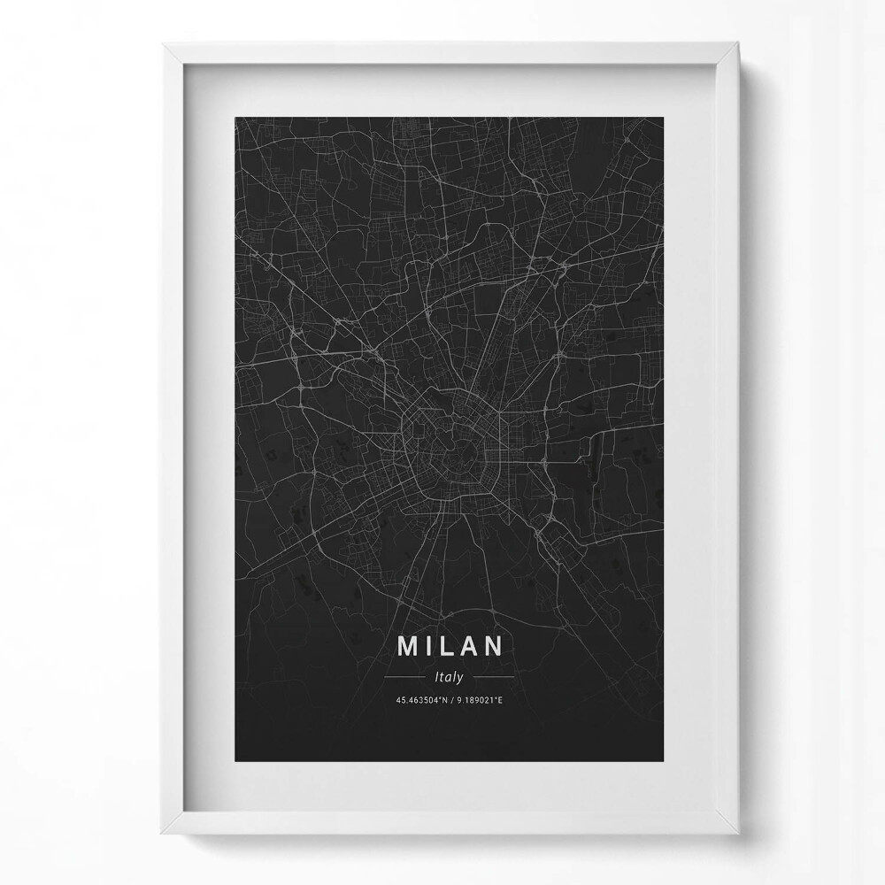 Obraz pionowy Mapa miasta Mediolan Włochy
