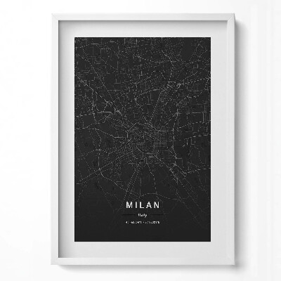 Obraz pionowy Mapa miasta Mediolan Włochy