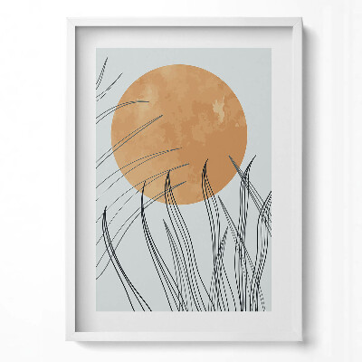 Obraz pionowy Minimalistyczne rośliny i słońce w stylu boho