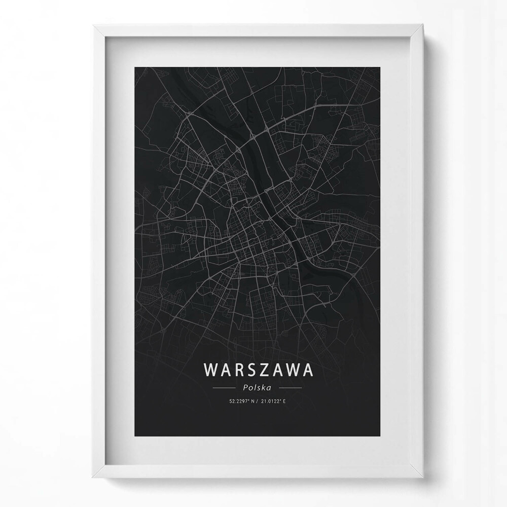Obraz pionowy Mapa miasta Warszawa stolicy Polski