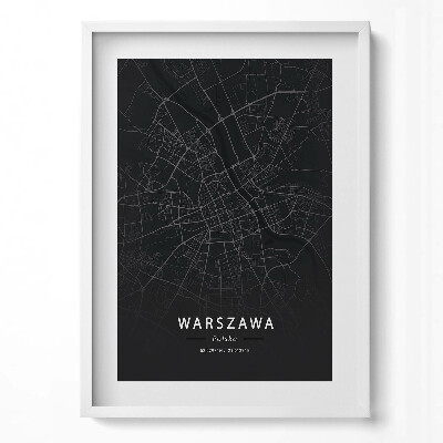 Obraz pionowy Mapa miasta Warszawa stolicy Polski