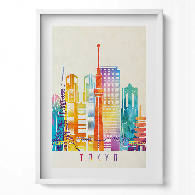 Obraz pionowy Kolorowa ilustracja miasta Tokio w Japonii