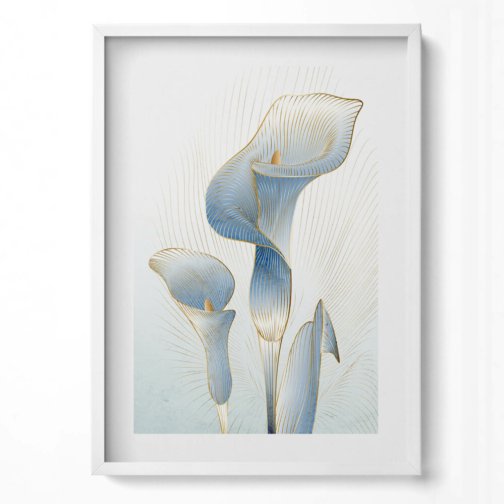 Obraz pionowy Ilustracja kwiatów ze złotem