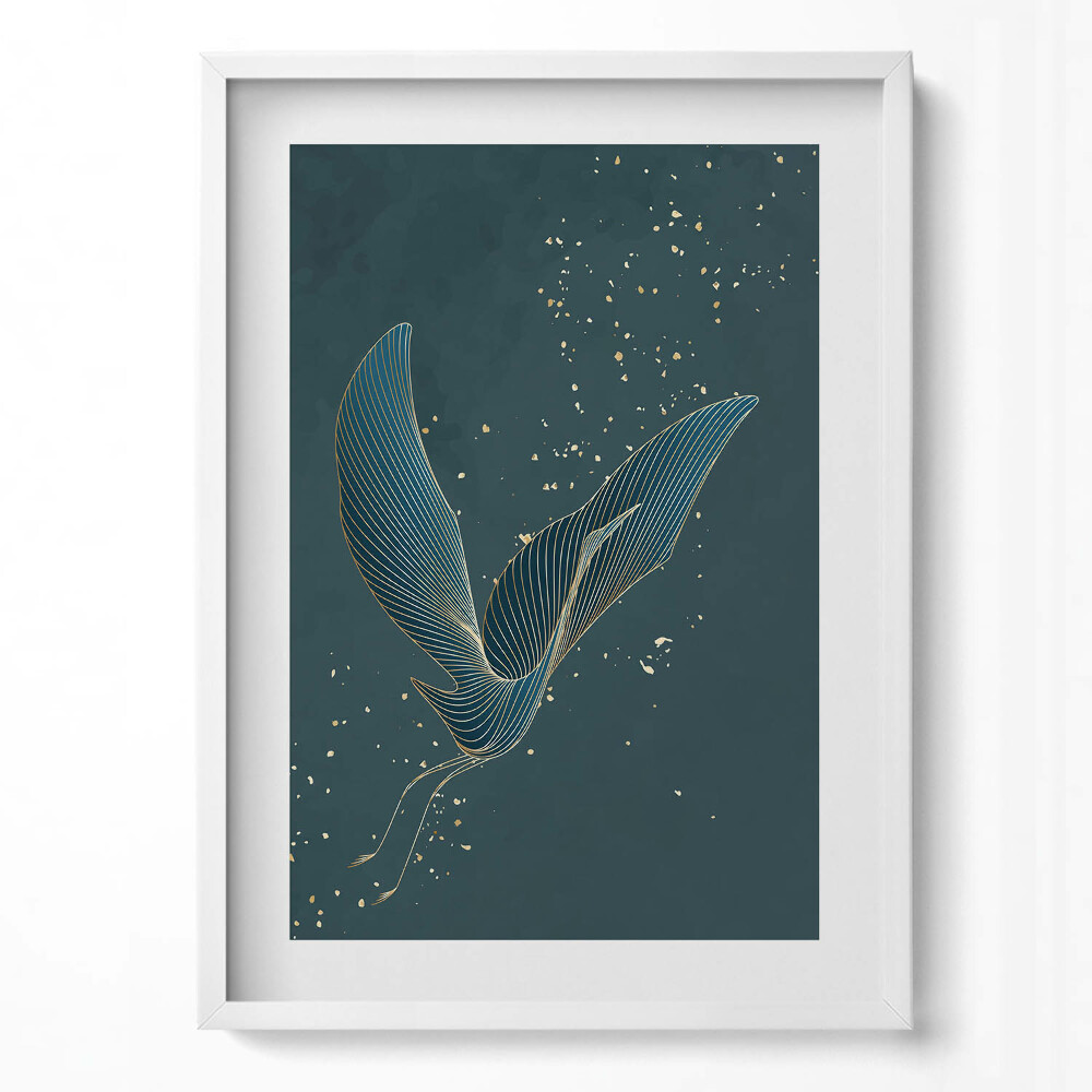 Obraz pionowy Abstrakcja żuraw w złocie