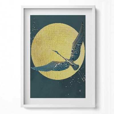 Obraz pionowy Abstrakcja żuraw na złotym słońcu