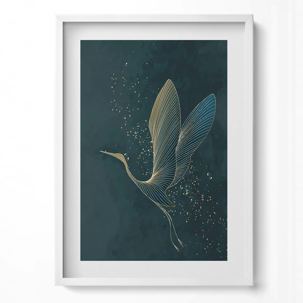 Obraz pionowy Abstrakcja żuraw w złocie