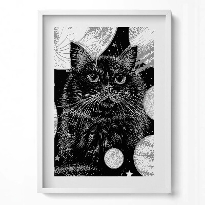 Obraz pionowy Magiczny czarny kot i kosmos