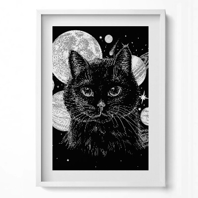 Obraz pionowy Magiczny czarny kot i kosmos