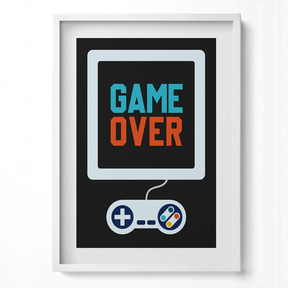 Obraz pionowy Napis dla gracza "Game over"