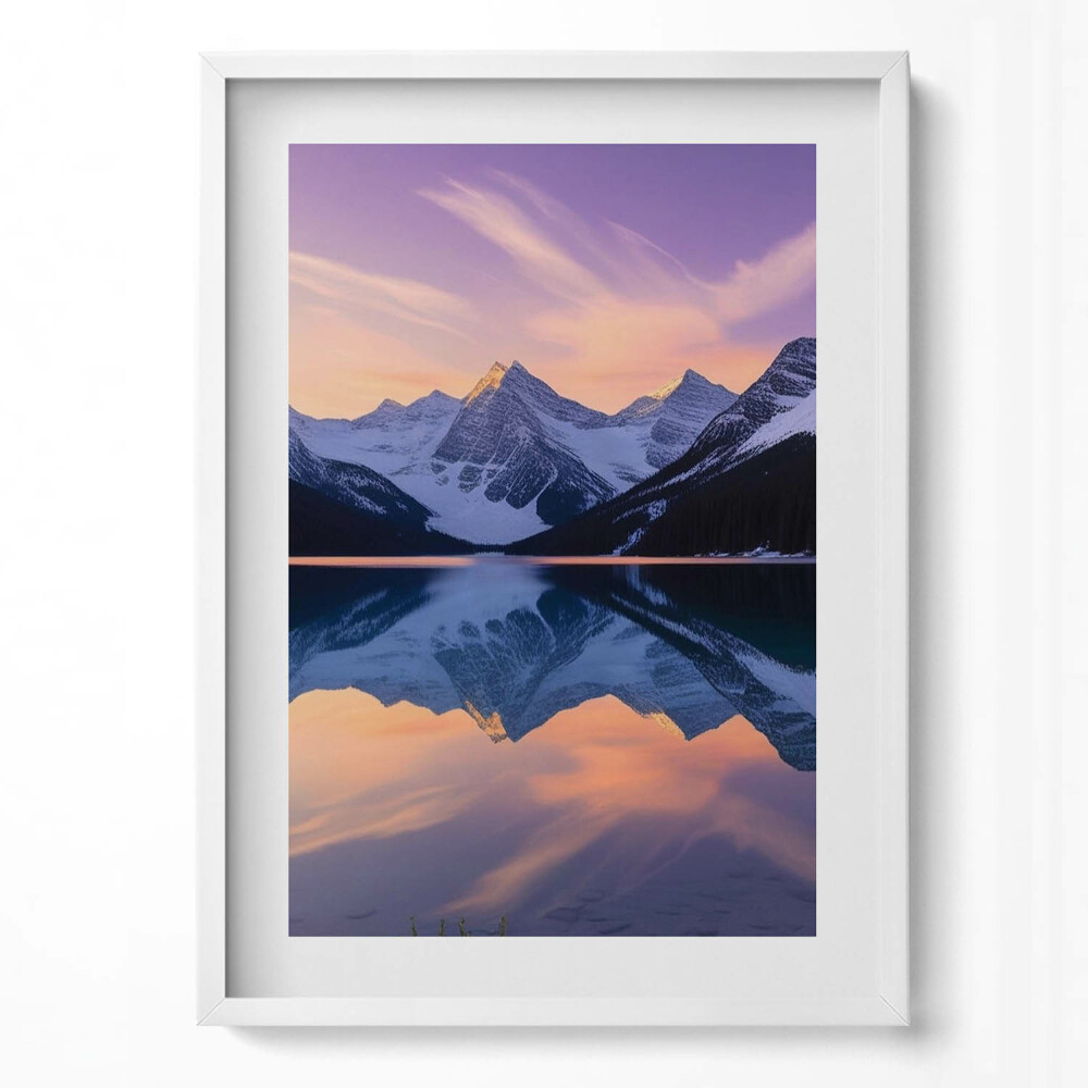 Obraz pionowy Pejzaż gór i jeziora wieczorem